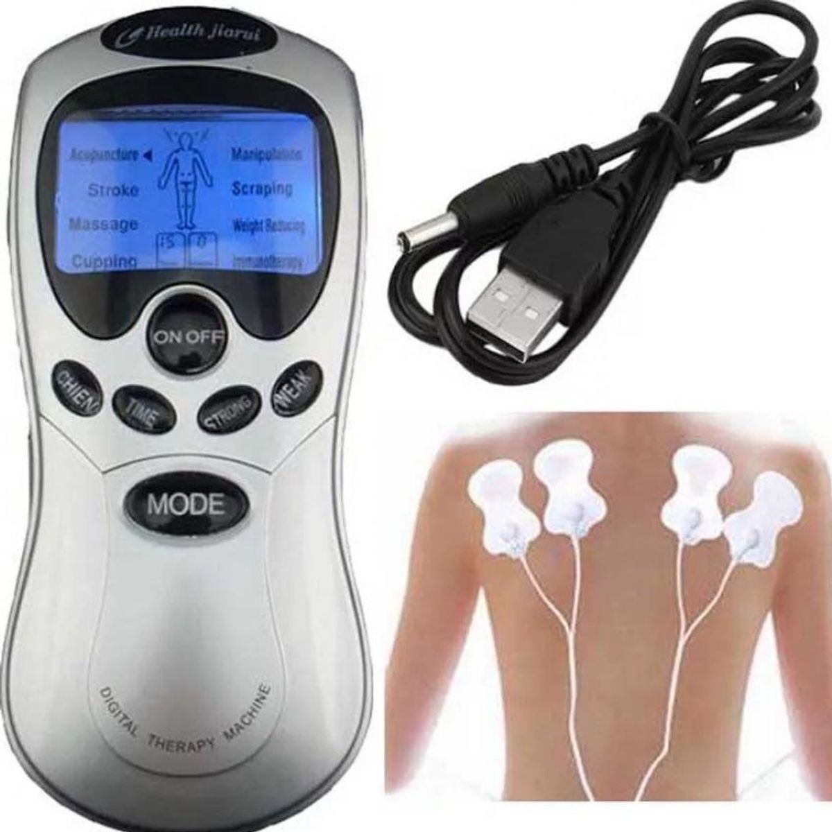 GENERICO - Masajeador Tens Terapeutico De 4 Parches De Electroestimulacion