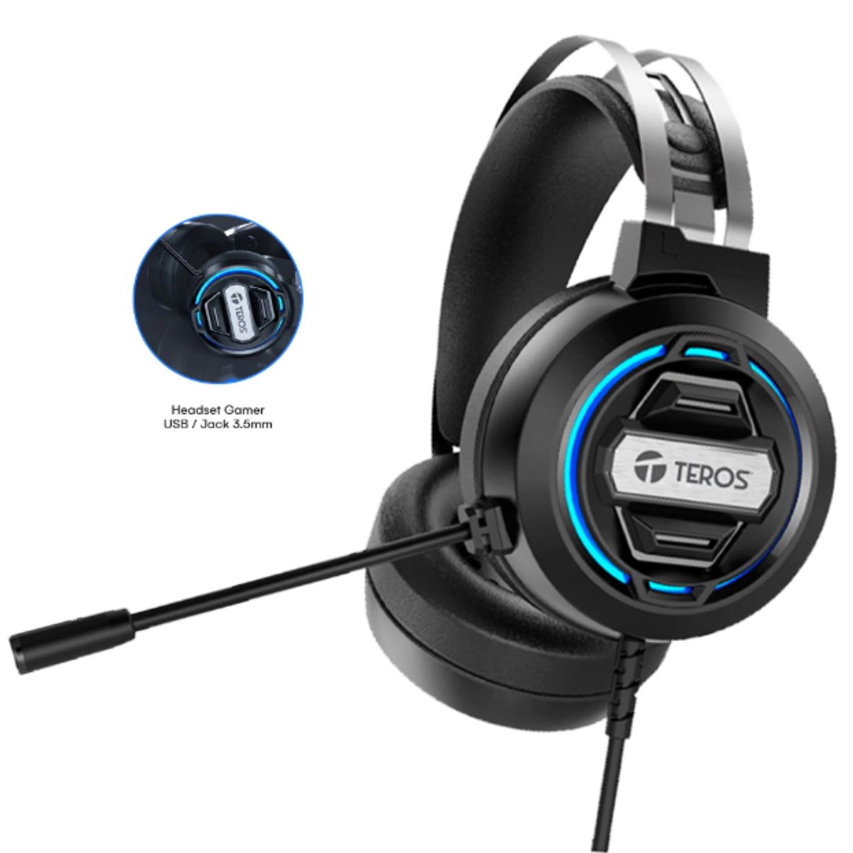 TEROS GAMING - Audífonos Gamer Teros con Micrófono Inc PC PS5 PS4 Switch TE-8160N