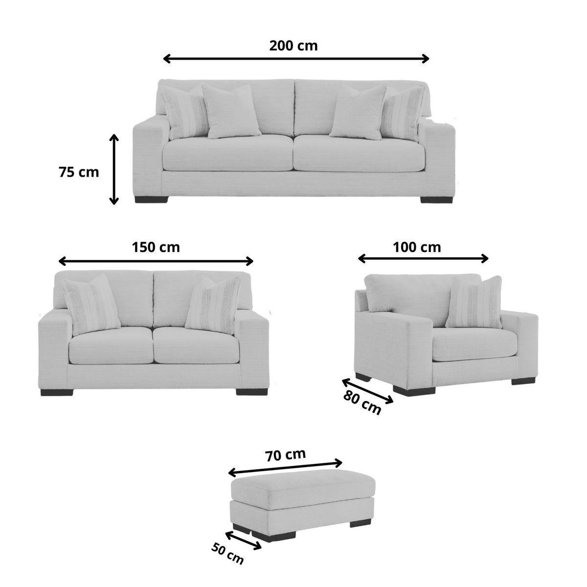 GENERICO - Juego de Sala beele 3-2-1 con banqueta en tela antifluido