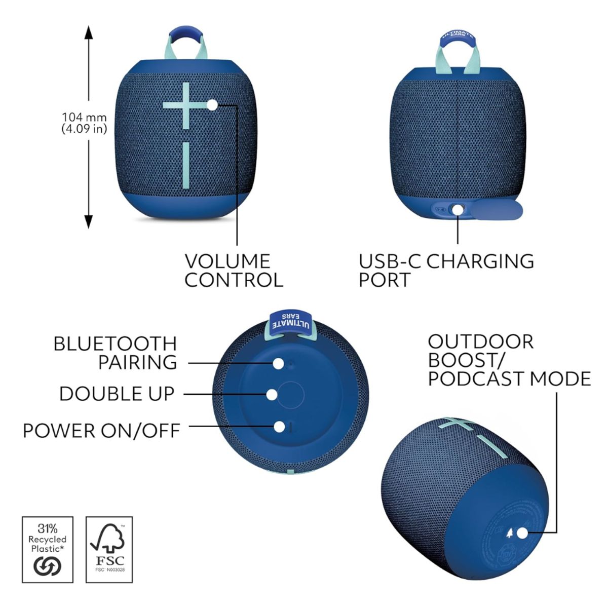 ULTIMATE EARS - Parlante Ultimate Ears Wonderboom 4 Bluetooth Azul