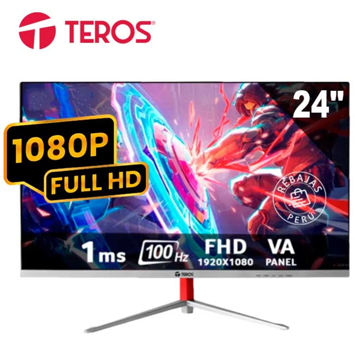 TEROS - Monitor Curvo TEROS TE-2402S 24 FHD VA 100Hz 1ms HDMI VGA Negro