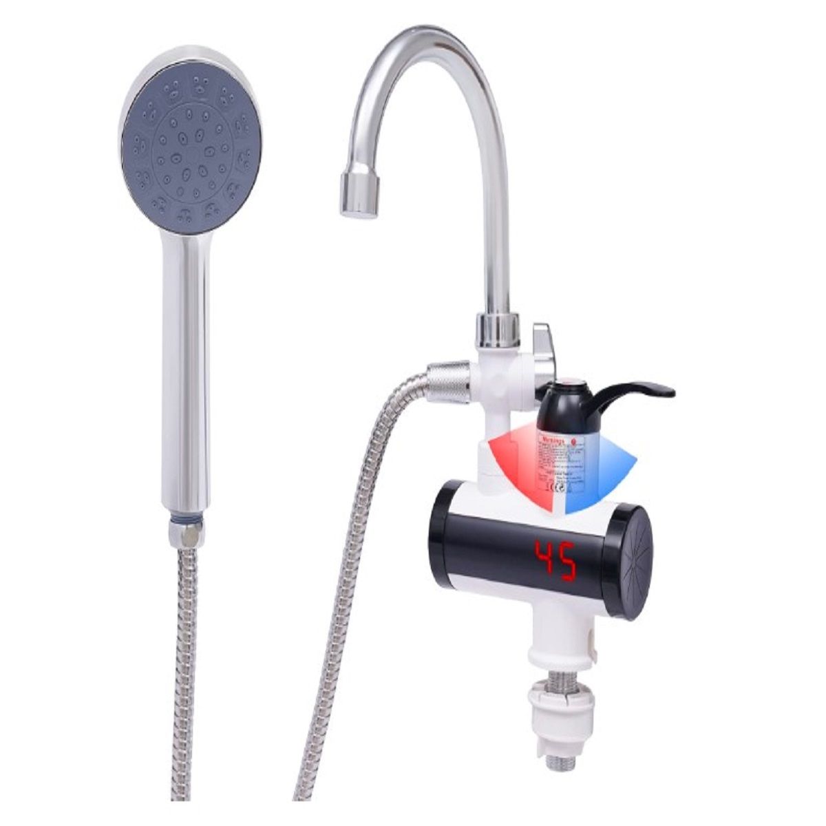 SEISA - Caño Grifo Eléctrico Calentador De Agua + Ducha