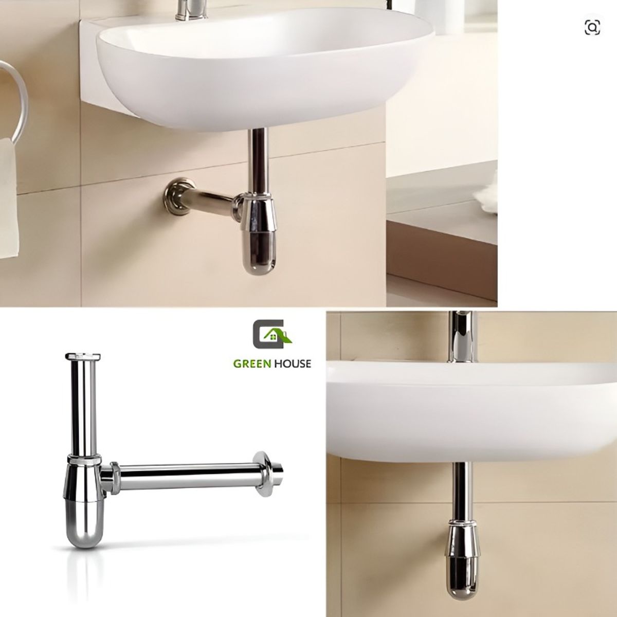 GREEN HOUSE - COMBO LAVATORIO LUSSO + MEZCLADORA CASCADA PICO FINO 20CM- VOS43