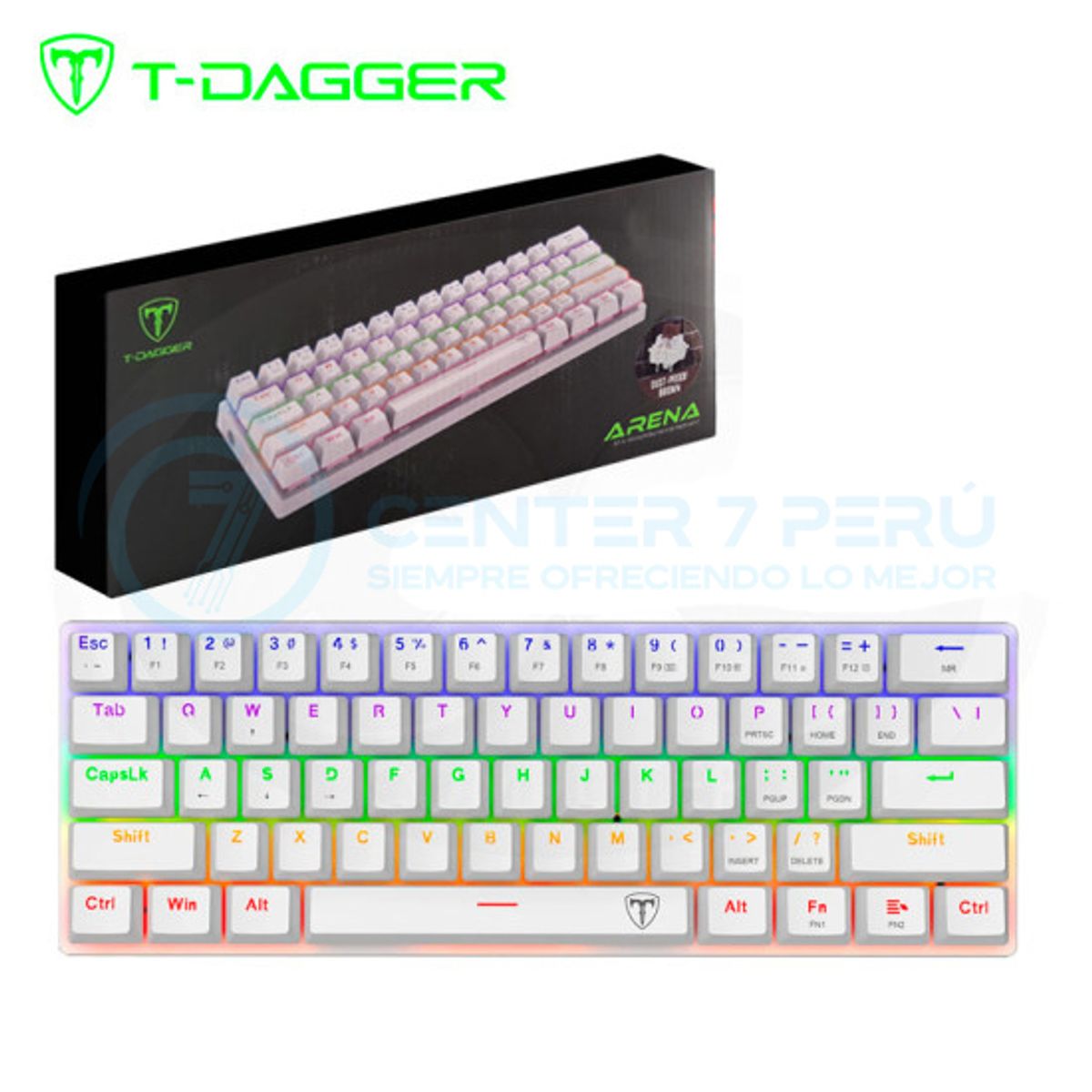 T-DAGGER - Teclado T-Dagger ARENA Rainbow Spanish T-TGK321W-BR WHITE