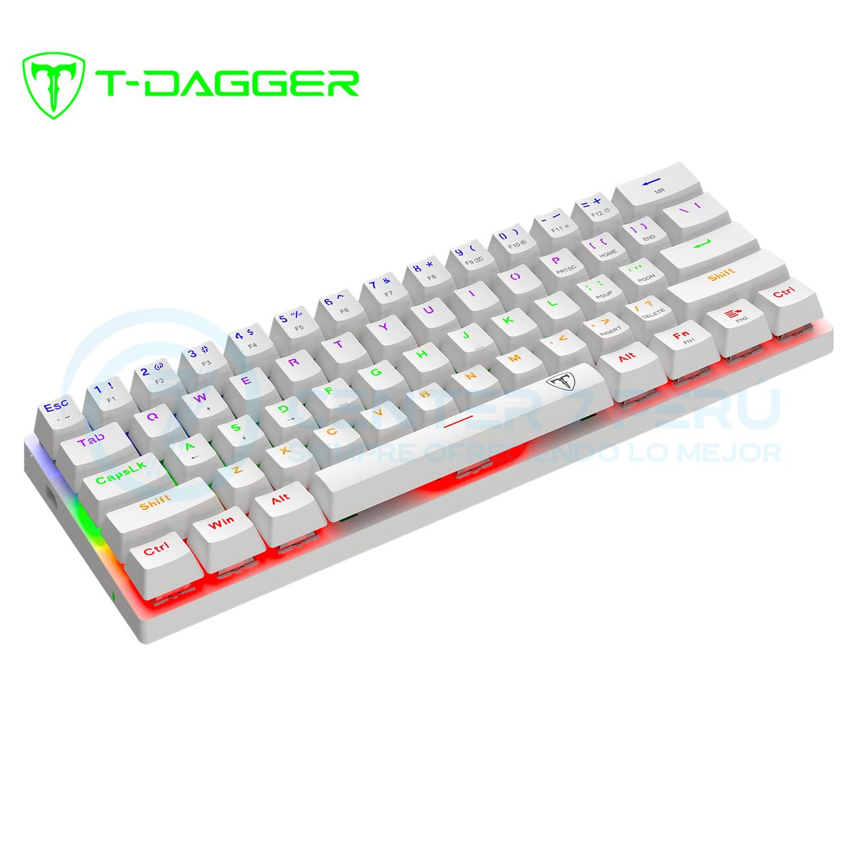 T-DAGGER - Teclado T-Dagger ARENA Rainbow Spanish T-TGK321W-BR WHITE