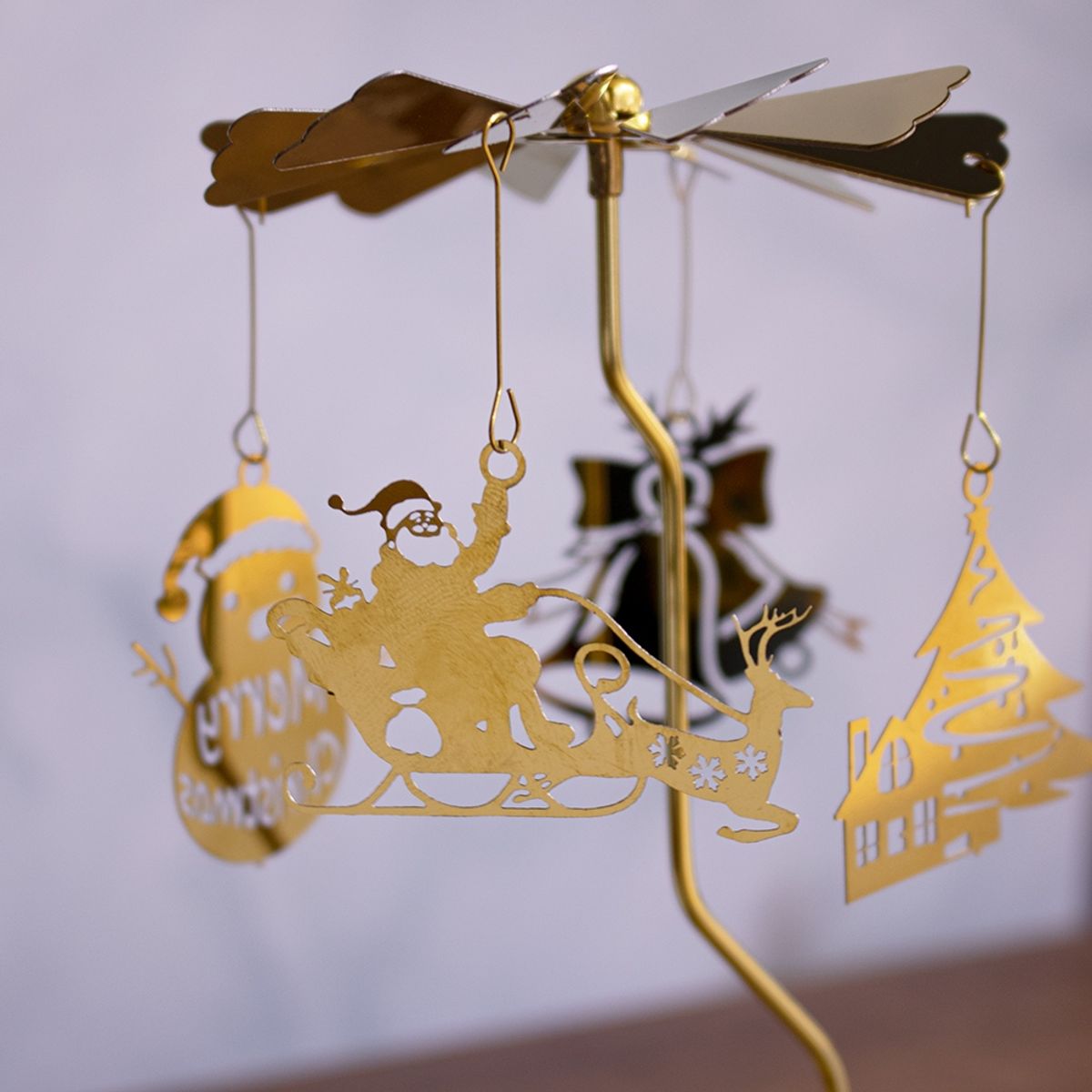 PANORAMA HOGAR - Candelabro Giratorio Decorativo con Base Oval y Portavela 18CM