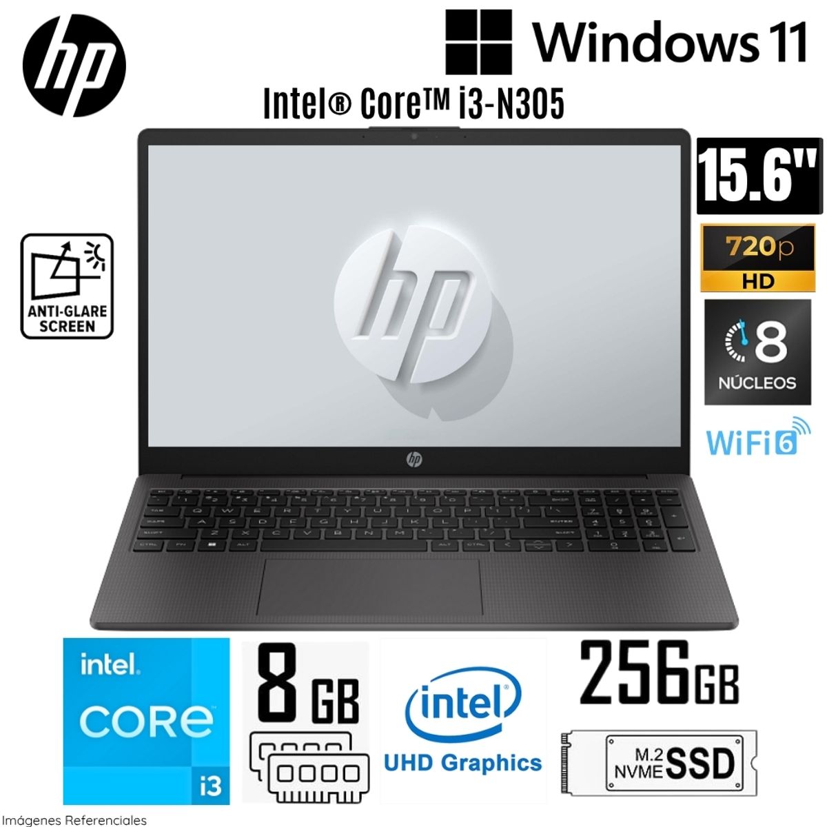 HP - Laptop HP 250 G10 Intel Core i3-N305 8GB RAM 256GB SSD 15.6"  HD WIN 11 - B83U6AT