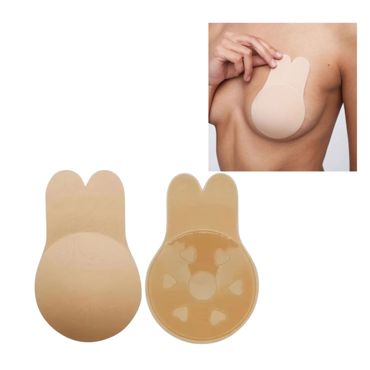 GENERICO - Cubre pezones adhesivos reutilizables Beige y Negro LXL