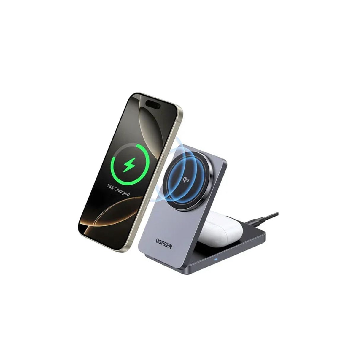 UGREEN - UGREEN Cargador Inalámbrico MagFlow Qi2 15W - Soporte Compacto y Efic