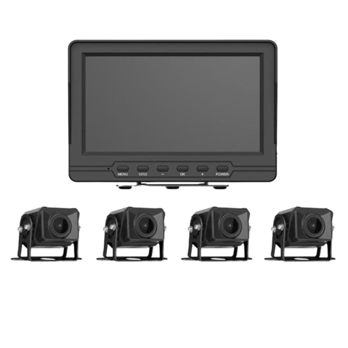 HIKVISION - Kit De Seguridad Hikvision: 4 Cámaras, Monitor Lcd, Cables - Vigilancia Móvil Eficiente Y