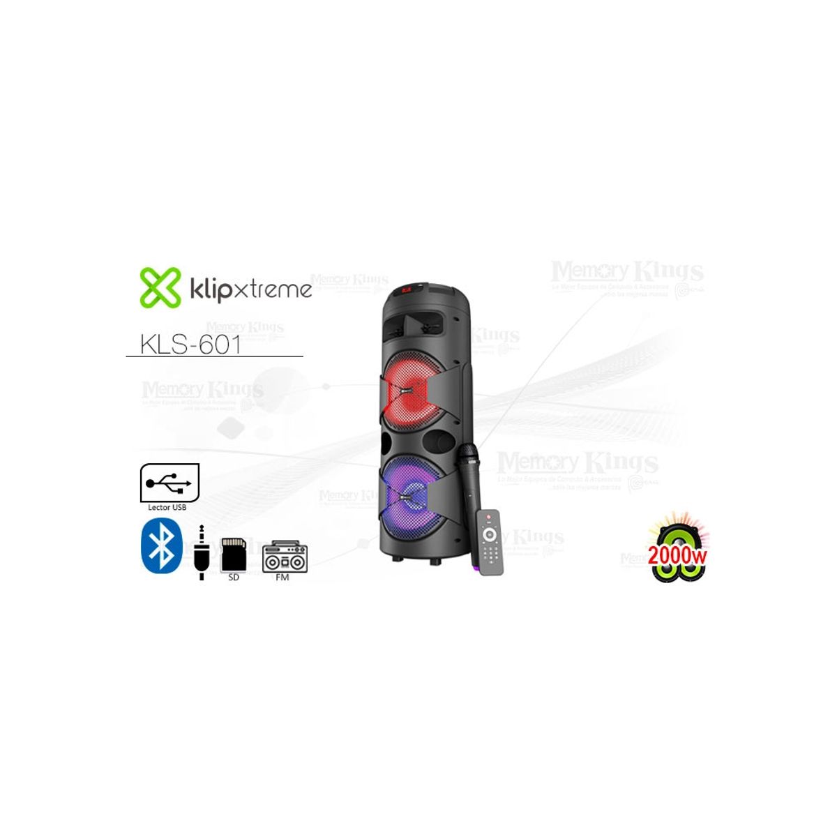 KLIP XTREME - Parlante Bluetooth Klip Xtreme Kls-601 Magblaster 2000W Con Micrófono, Radio Fm Y Usb/Sd