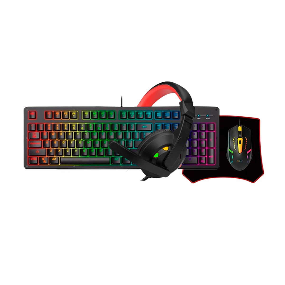 GENERICO - Combo Gaming Game Pro Wb-1077: Teclado Rgb, Mouse, Pad Y Auriculares Usb Para Gamers