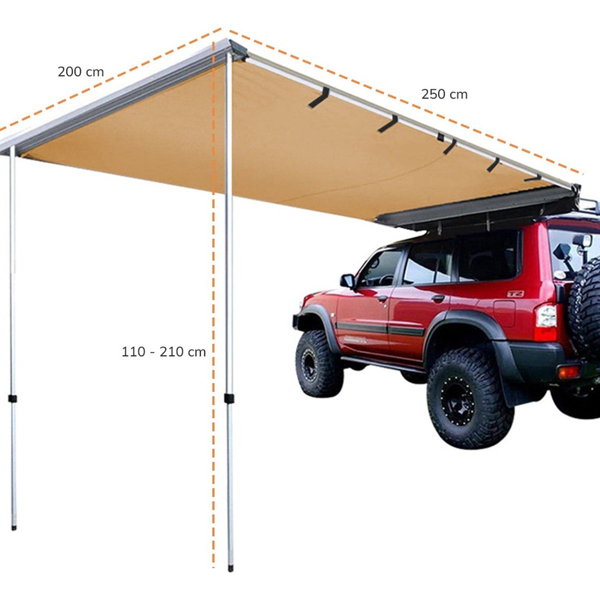QUICK - Toldo Camping Lateral Para Auto Techo Xroad