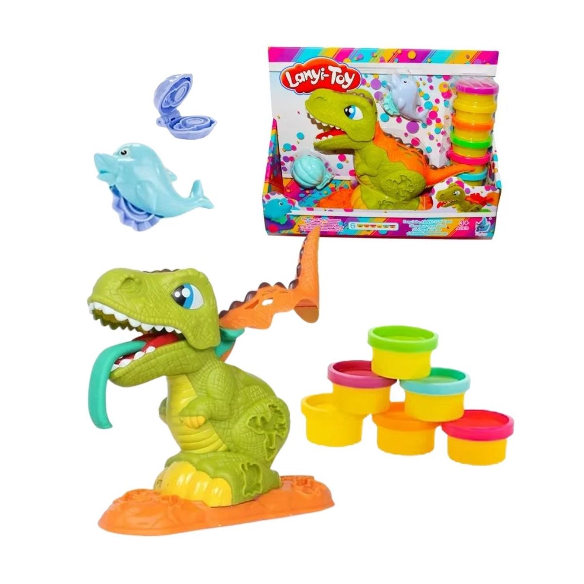 GENERICO - Set Didáctico Dinosaurio con Moldes y Plastilinas para Niños