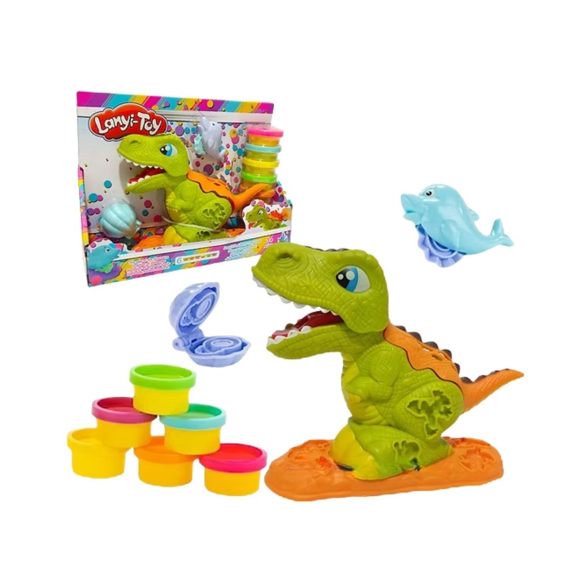 GENERICO - Playset Didáctico Dino con Moldes y Plastilinas para Niños