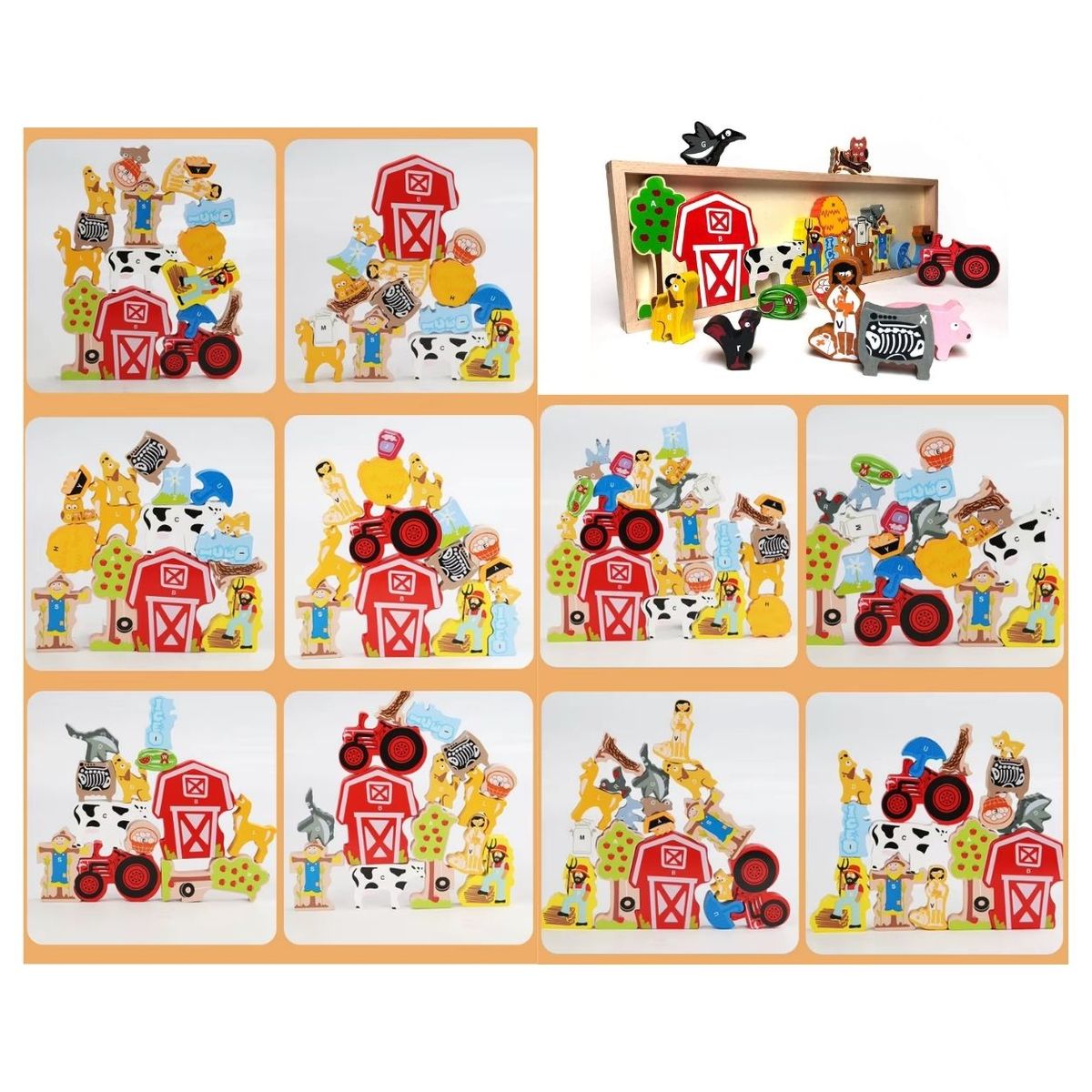 GENERICO - Rompecabezas Didáctico Granja de Madera con ABC