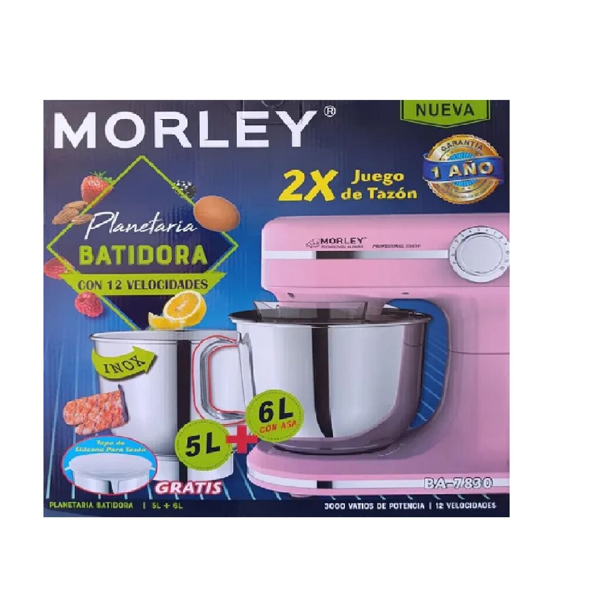 MORLEY - Batidora Profesional Morley Planetaria 6.L ROSADO 2500 Watts