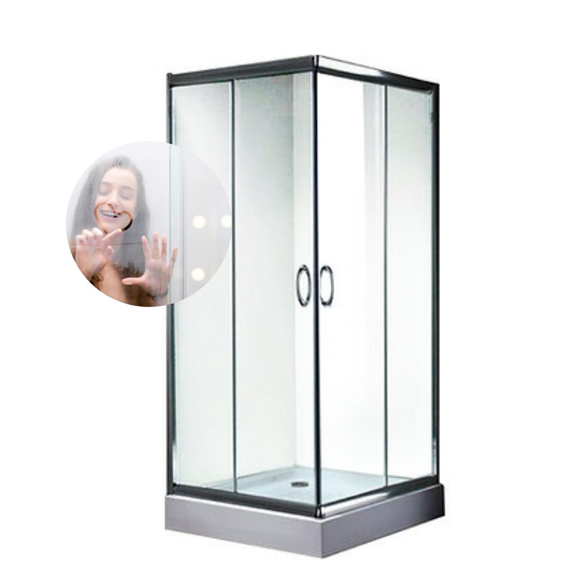 GENERICO - CABINA DE DUCHA CUADRADO MÁS BASE Y KIT DE INSTALACIÓN