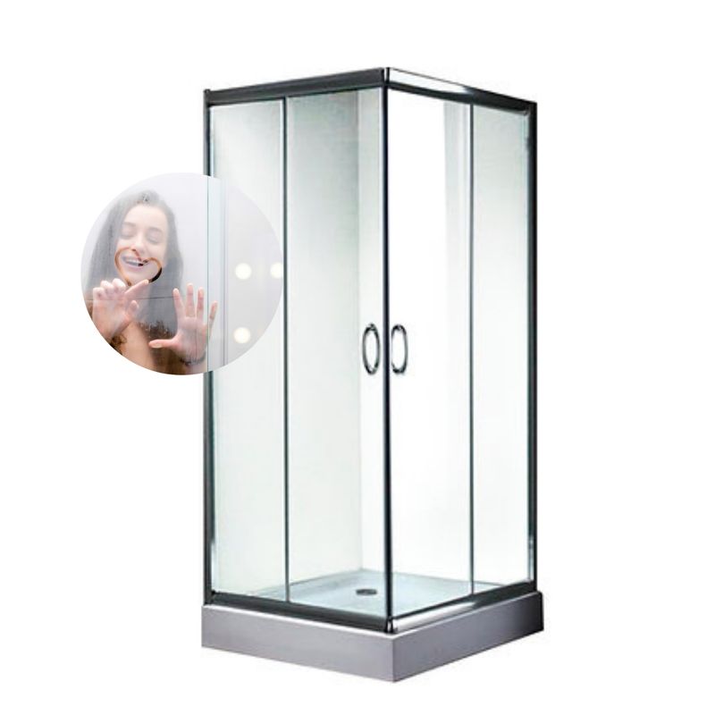 GENERICO - CABINA DE DUCHA CUADRADO MÁS BASE Y KIT DE INSTALACIÓN