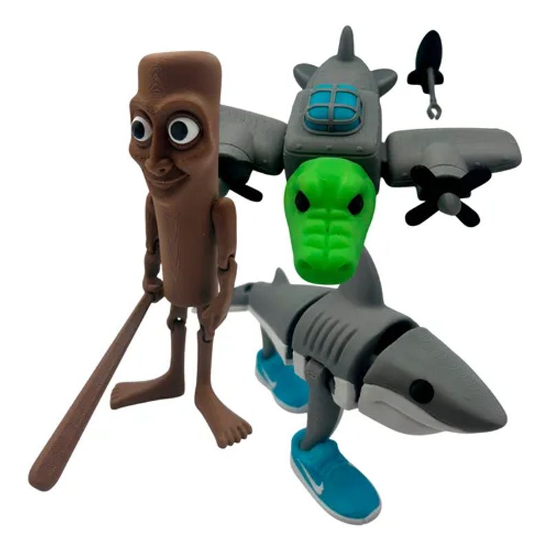 GENERICO - Brainrot Series Pack 3 Figuras - Tung Tung Sahur Bombardilo Crocodilo Tralalero