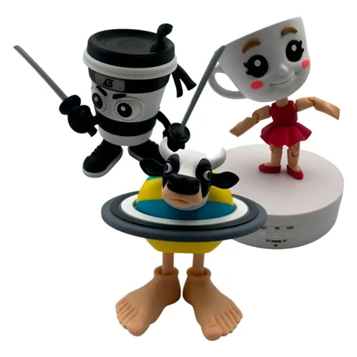 GENERICO - Brainrot Series Pack 3 Figuras - Balerinna Cappuccino La Vaca Saturno Saturnita