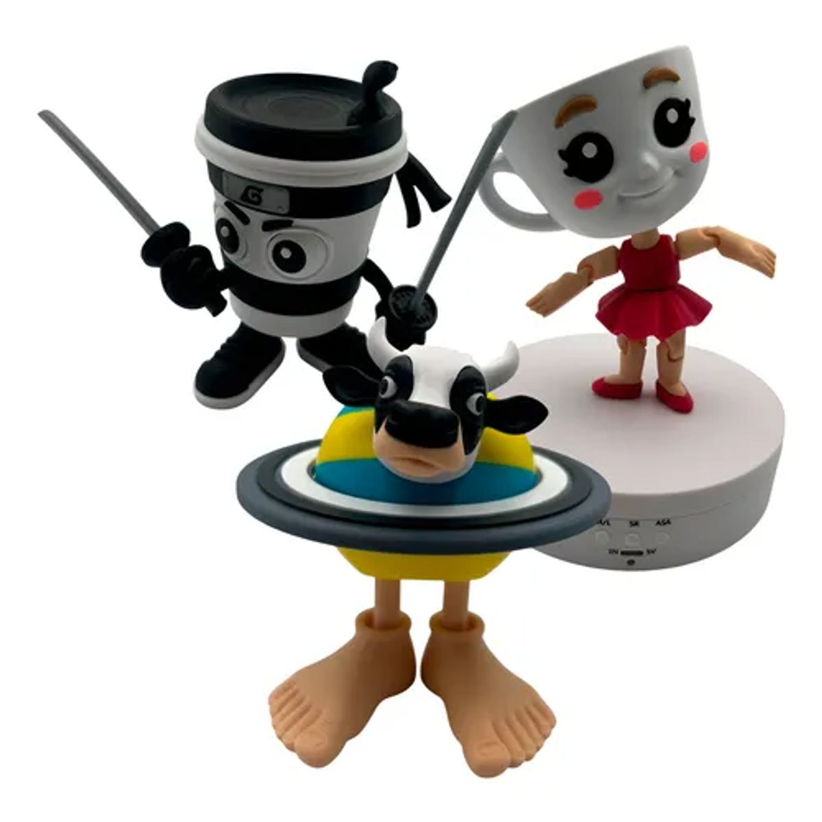 GENERICO - Brainrot Series Pack 3 Figuras - Balerinna Cappuccino La Vaca Saturno Saturnita