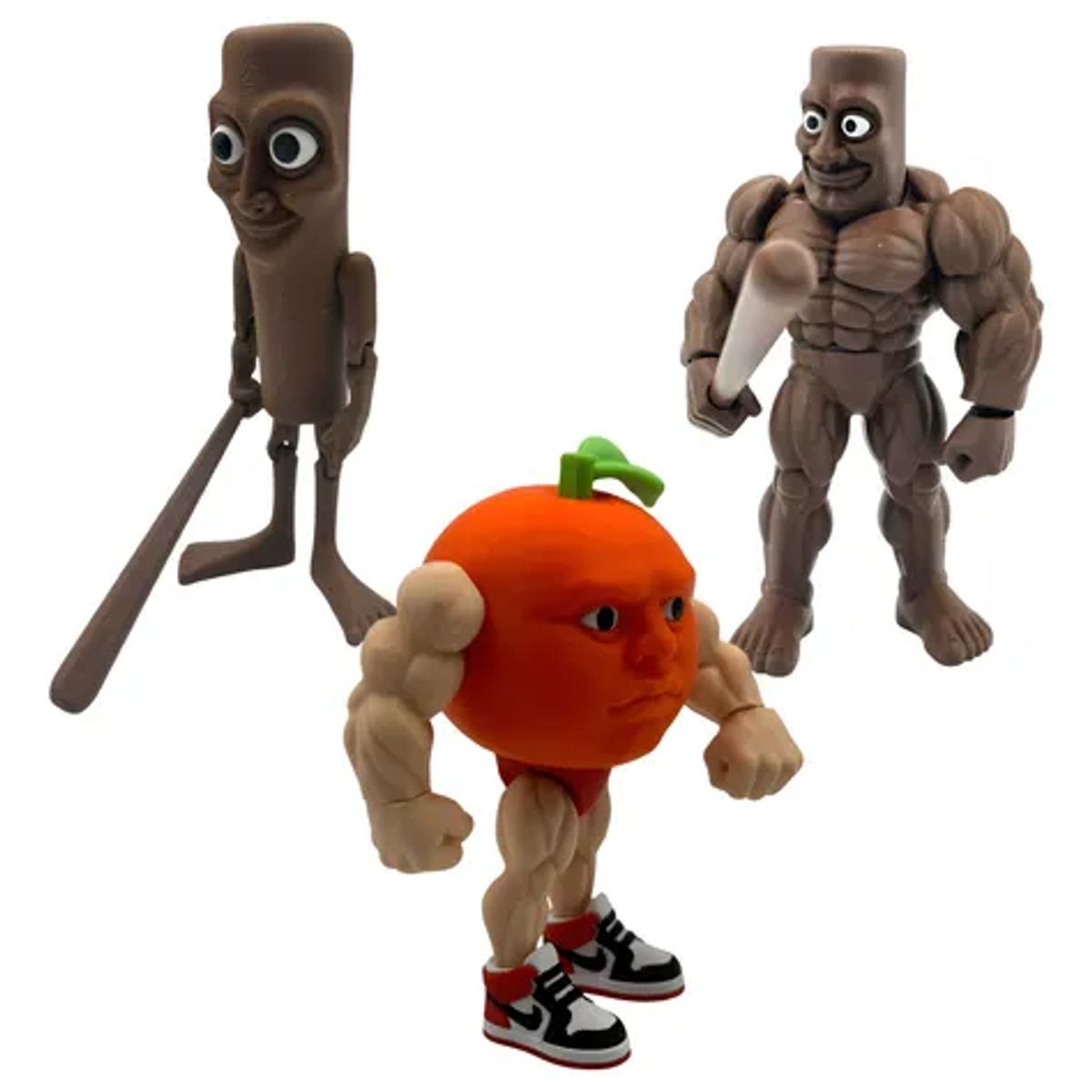 GENERICO - Brainrot Series Pack 3 Figuras - Tung Tung Sahur Udin Din Din Tung Tung Muscle