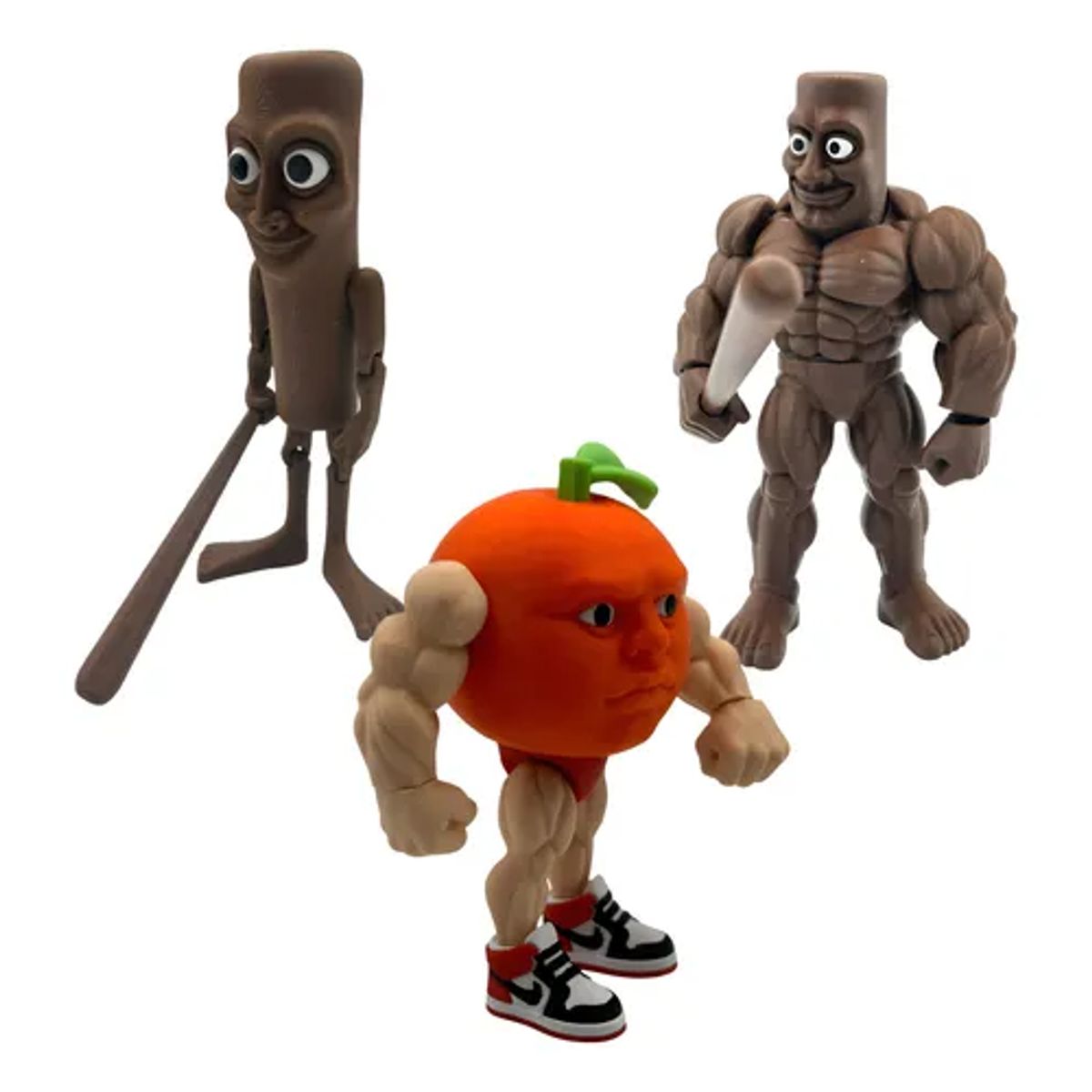 GENERICO - Brainrot Series Pack 3 Figuras - Tung Tung Sahur Udin Din Din Tung Tung Muscle