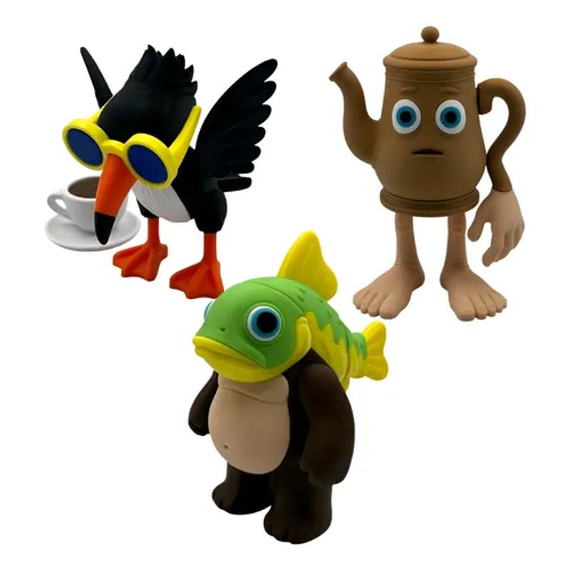 GENERICO - Brainrot Series Pack 3 Figuras - Frulli Frulla Ta Ta Sahur Tripi Tropi Tropa