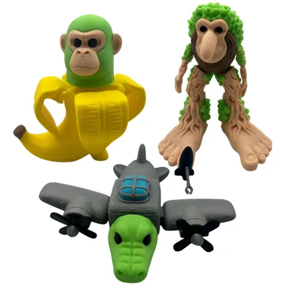 GENERICO - Brainrot Series Pack 3 Figuras - Bombardilo Crocodilo Chimpancini y Patapim