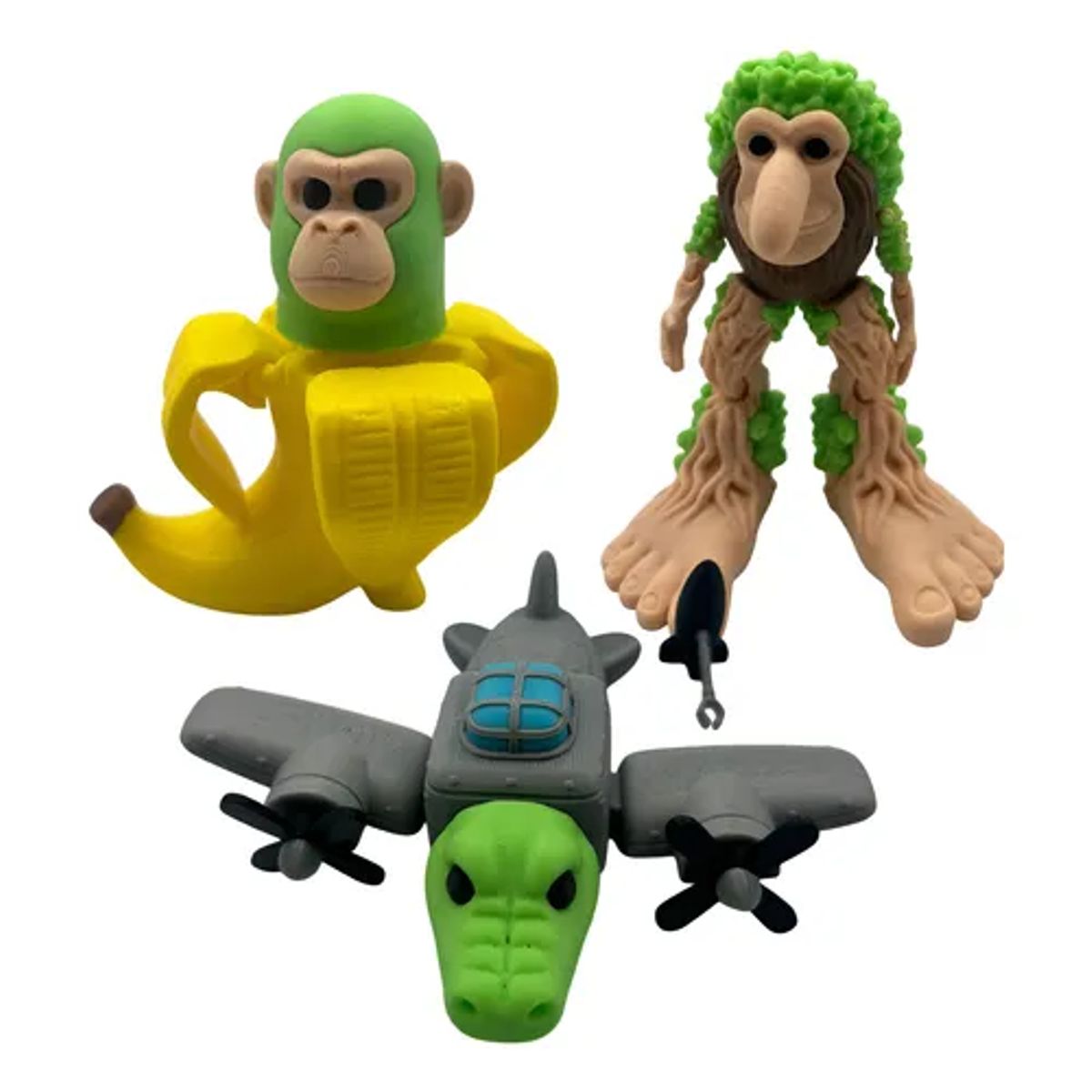 GENERICO - Brainrot Series Pack 3 Figuras - Bombardilo Crocodilo Chimpancini y Patapim