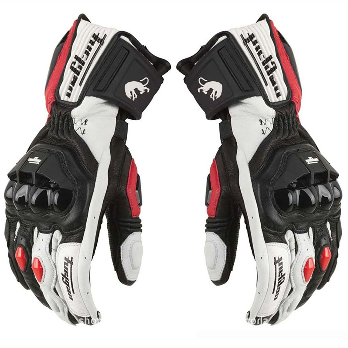 FURYU - Guantes para moto de cuero largos con protecciones