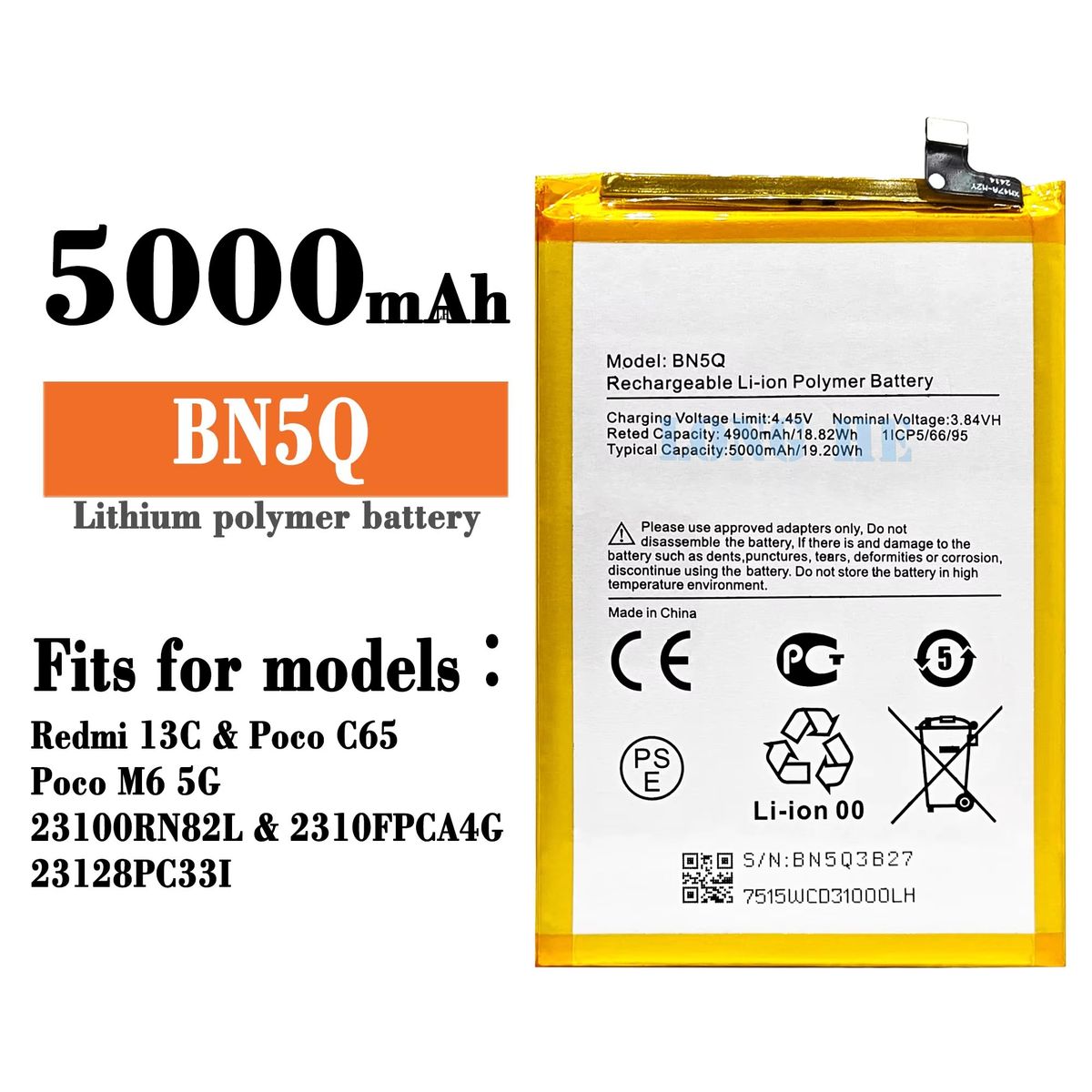 GENERICO - BATERIA  PARA 13C - C65 - M6   BN5Q  NUEVO
