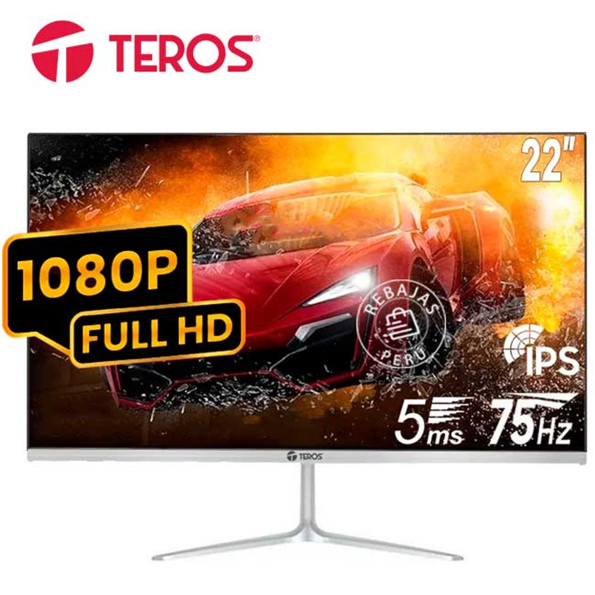 TEROS - Monitor Teros TE-2150N 2145 IPS Full HD 75Hz HDMI VGA Adaptador Base