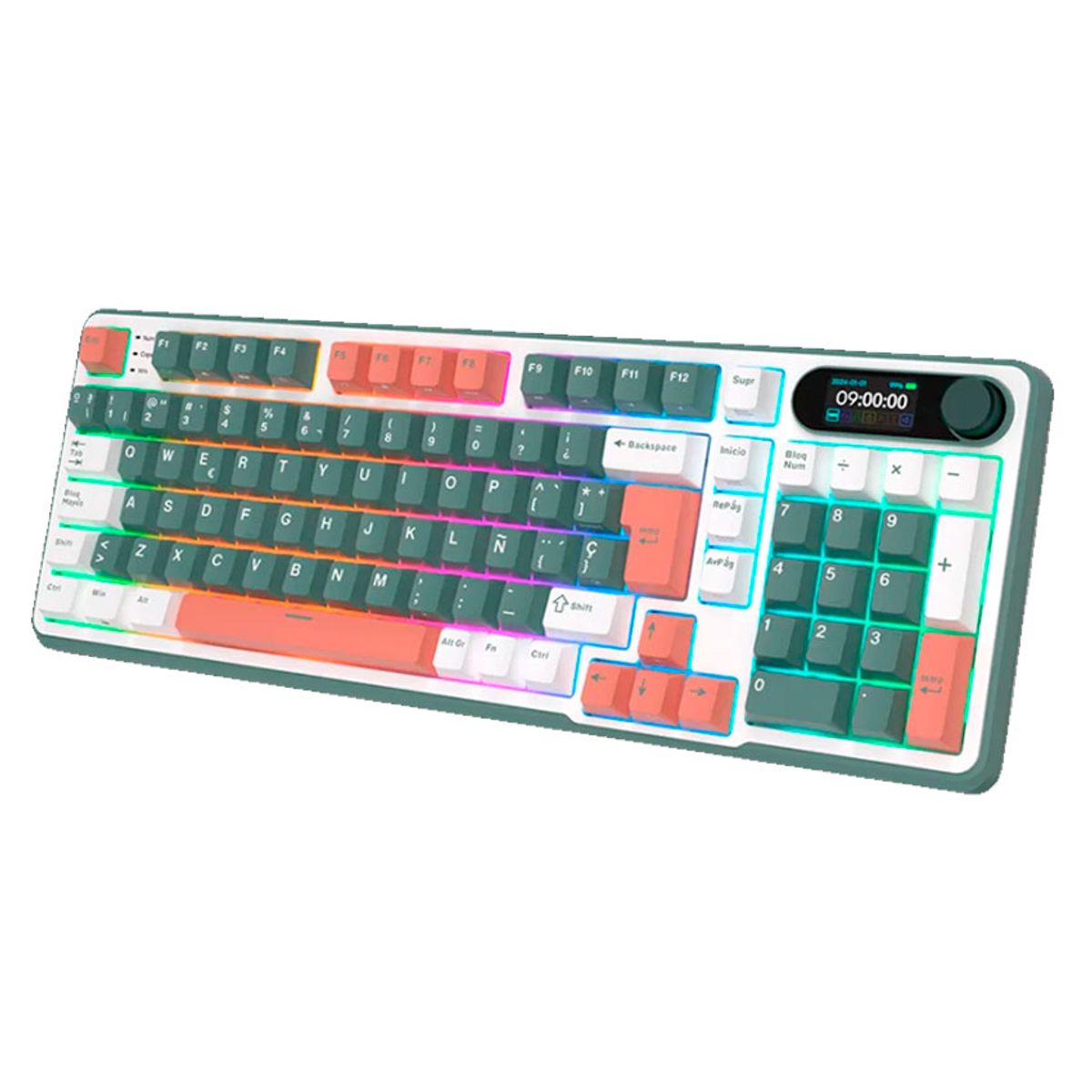 ROYAL KLUDGE - Teclado Mecánico Royal Kludge RK S98 Inalámbrico RGB Camping Creamy