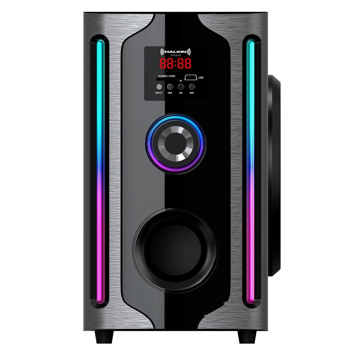 HALION - Parlante Halion HA-F84 Avenger 2.1 Subwoofer 8" Luces RGB USB SD BT FM