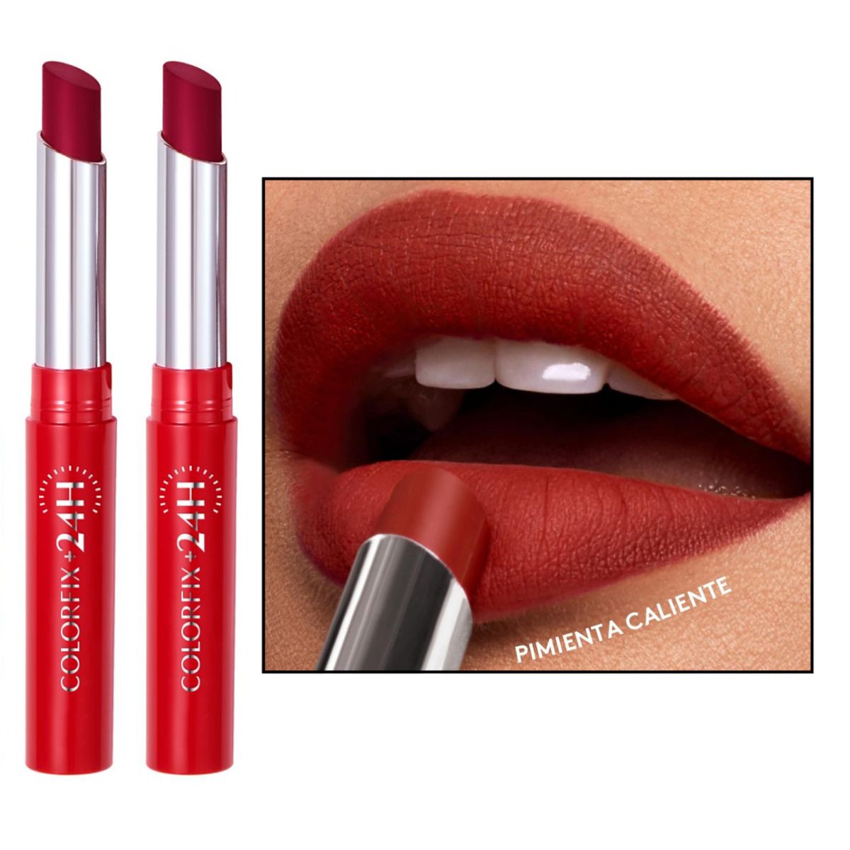 ESIKA - Pack x 2 Labial colorfix 24h mate pimienta caliente ésika