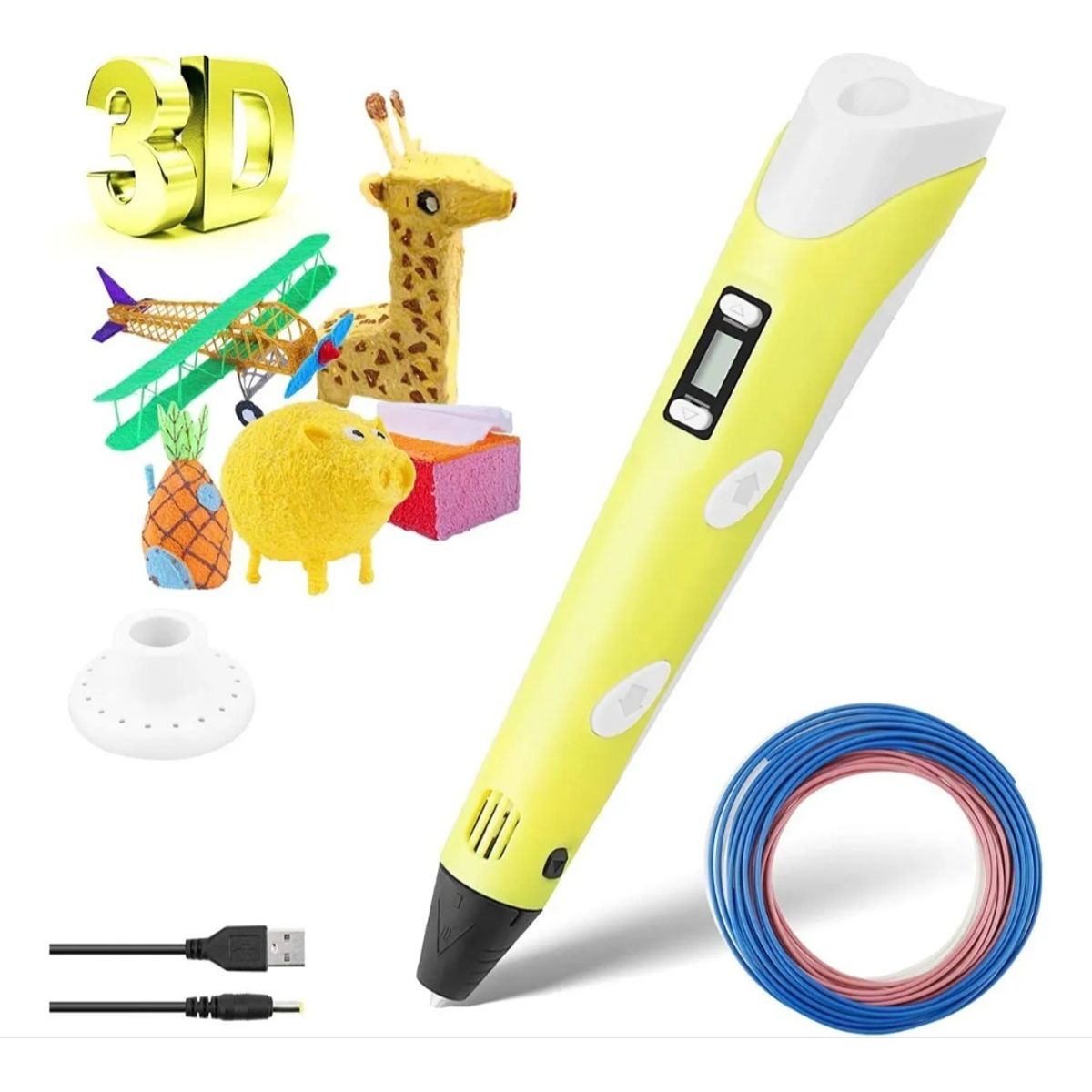 GENERICO - LAPICERO 3D IMPRESION RAPIDA CON FILAMENTO DE COLORES 10M