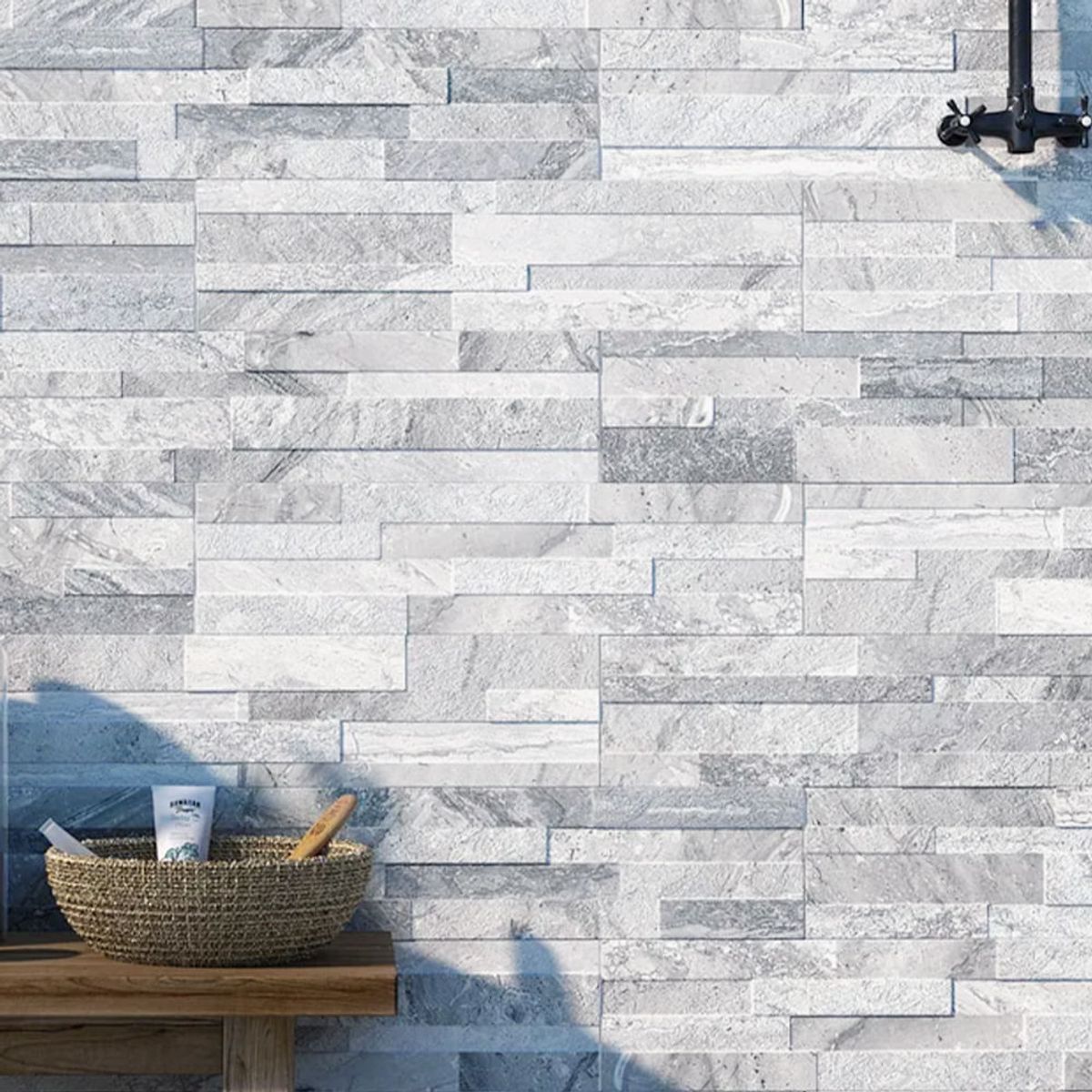 MULTITOP - BALDOSAS DE PIEDRA 3D AUTOADHESIVAS 59X15 CM FROST WHITE
