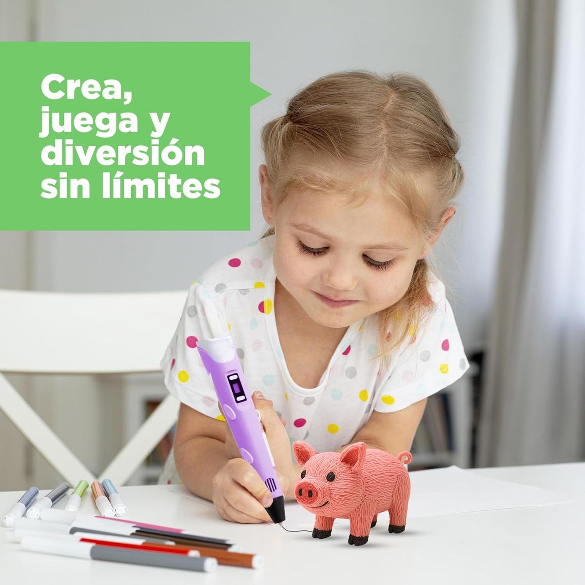 GENERICO - LAPICERO 3D IMPRESION RAPIDA CON FILAMENTO DE COLORES 10M