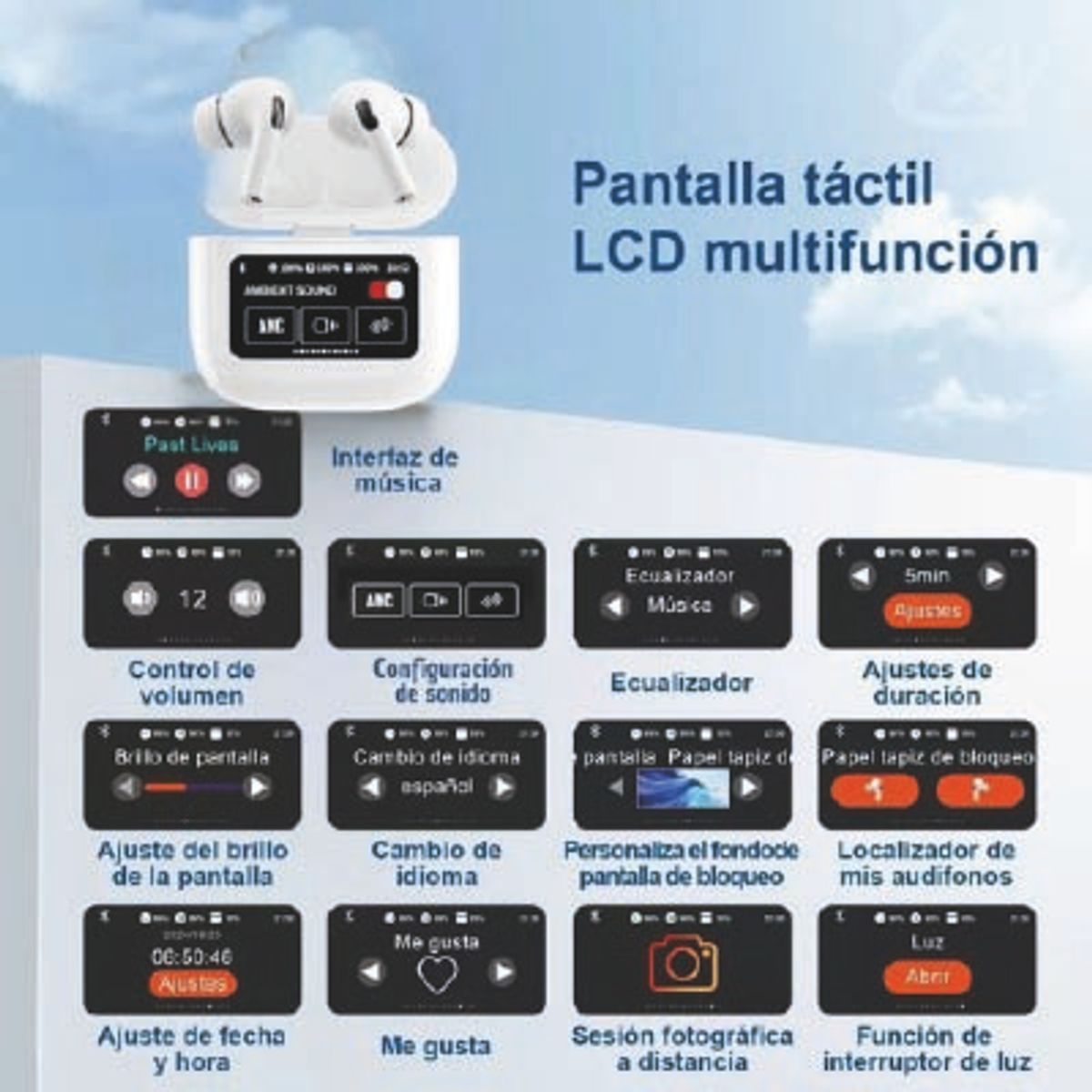 GENERICO - AUDIFONO MODELO AIRPOD CON PANTALLA TACTIL