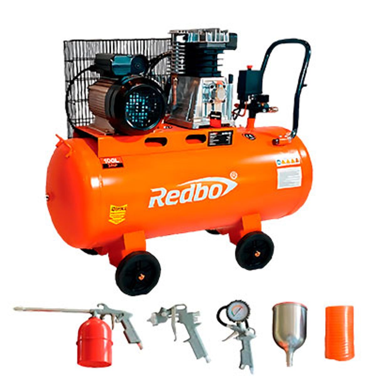 REDBO - COMPRESORA DE AIRE REDBO CON FAJA  2200 W 100 LITROS - 3 HP AC2200-100L/CF+kit