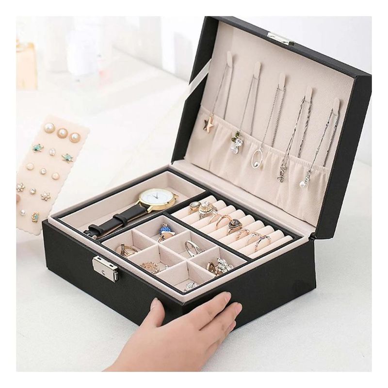 RYBIU IMPORT - Pack4 Organizador de Bisuteria Negro Y+Banderitas Adhesivas