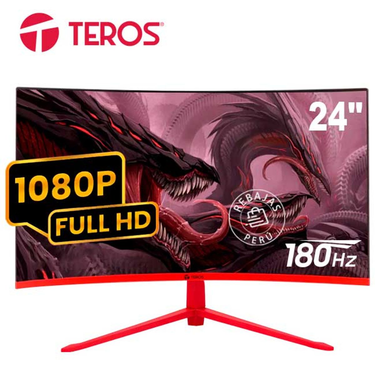 TEROS - Monitor Curvo TEROS TE-2473G 238 FHD VA 180Hz 1ms HDMI DP FreeSync