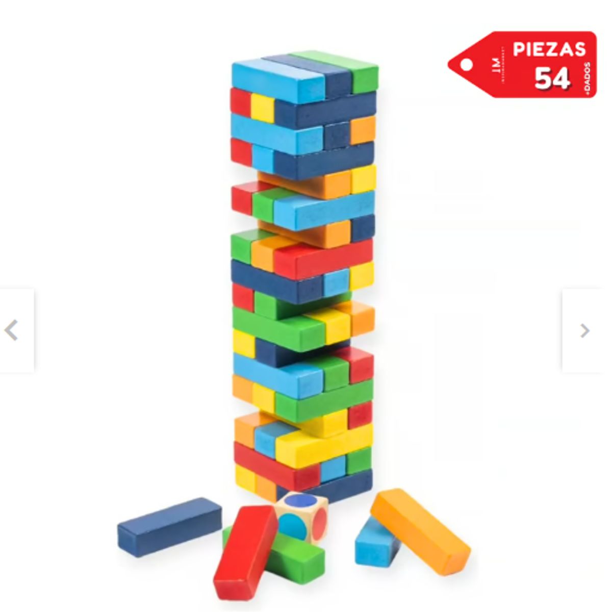 GENERICO - JENGA - 54 bloques madera colores - Juego habilidad- juego de mesa