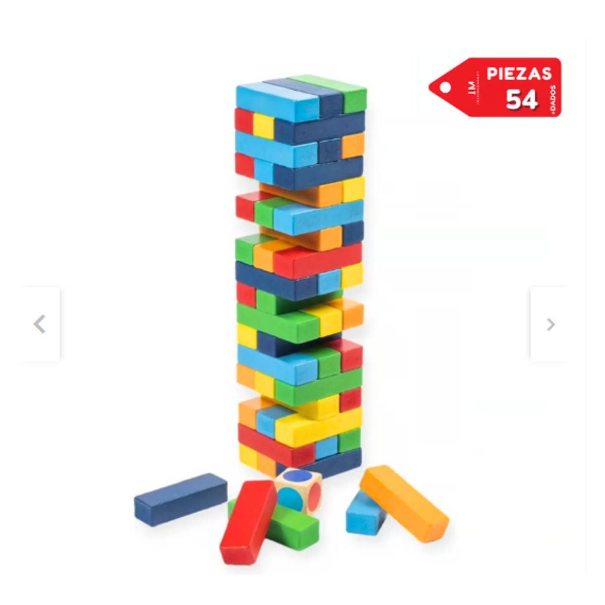 GENERICO - JENGA - 54 bloques madera colores - Juego habilidad- juego de mesa