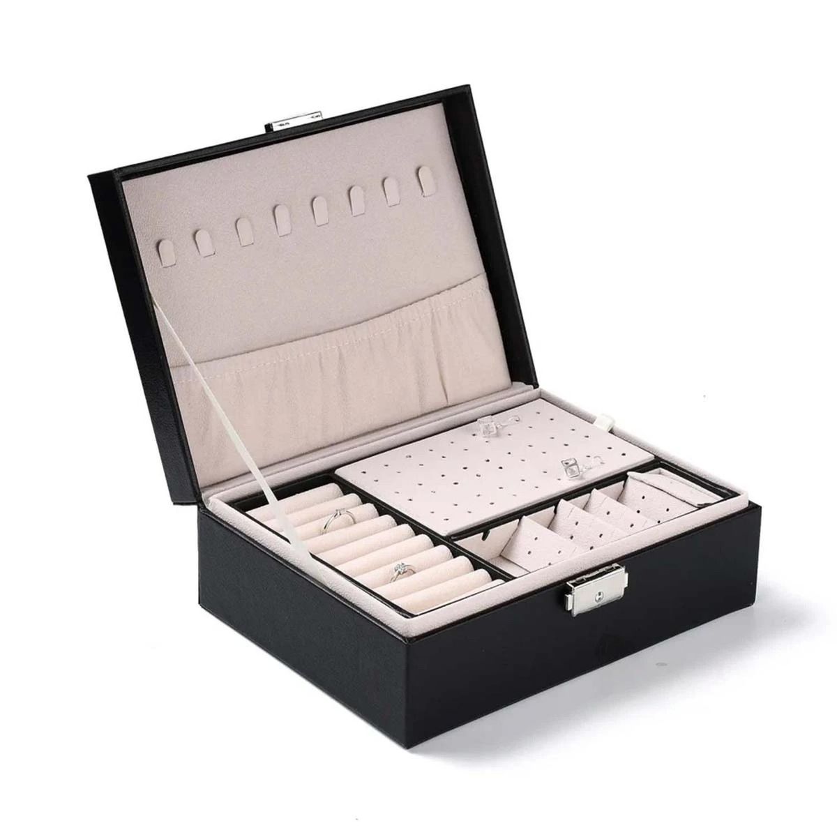 RYBIU IMPORT - Pack4 Estuche Elegante para Joyeria Negro Y+Papel de Regalo