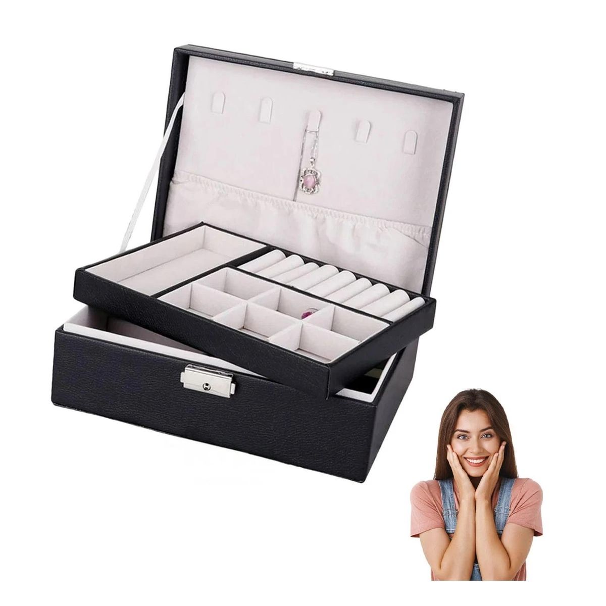 RYBIU IMPORT - Pack4 Estuche de Accesorios con Doble Capa en Color Negro