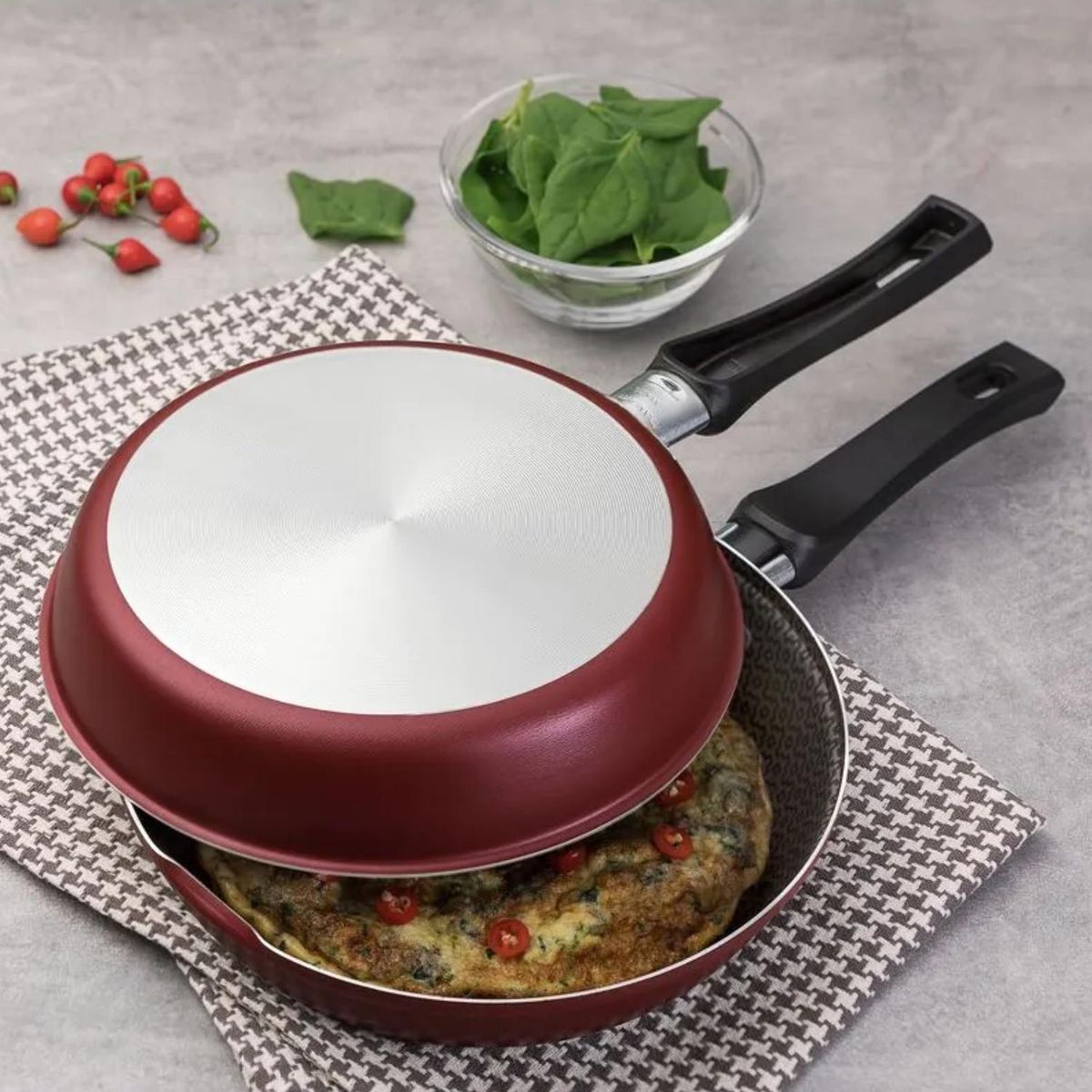 TRAMONTINA - Sartén Omeletera 20 cm Rojo Loreto - Tramontina
