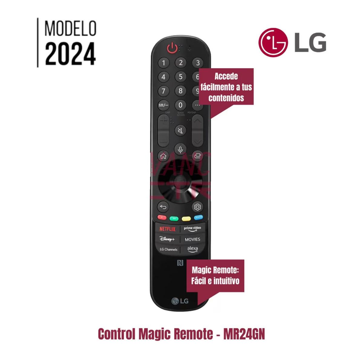 LG - Control LG Magic Remote MR24GN con Botón Alexa y LG Channels - Modelo 2024
